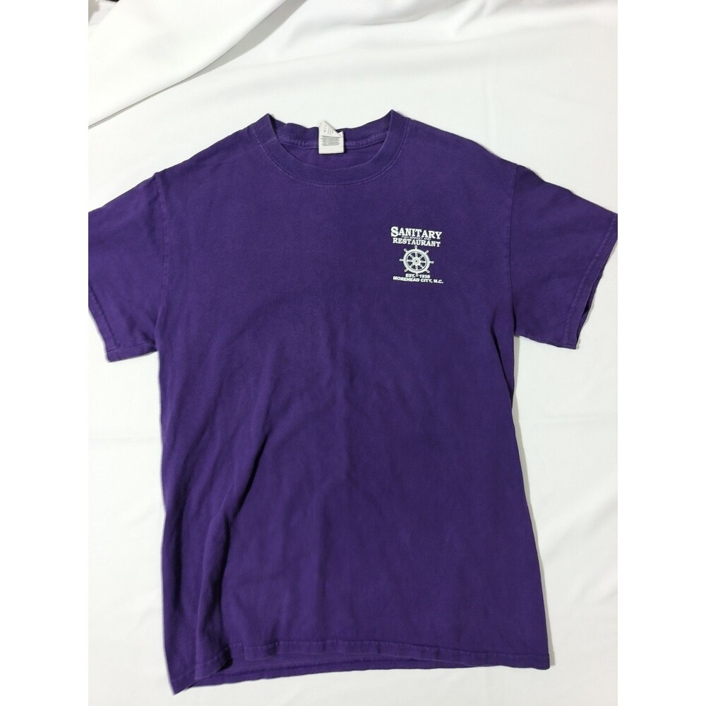 Sanitary Fish Market Restaurant Morehead City NC T Shirt Small Purple Gildan